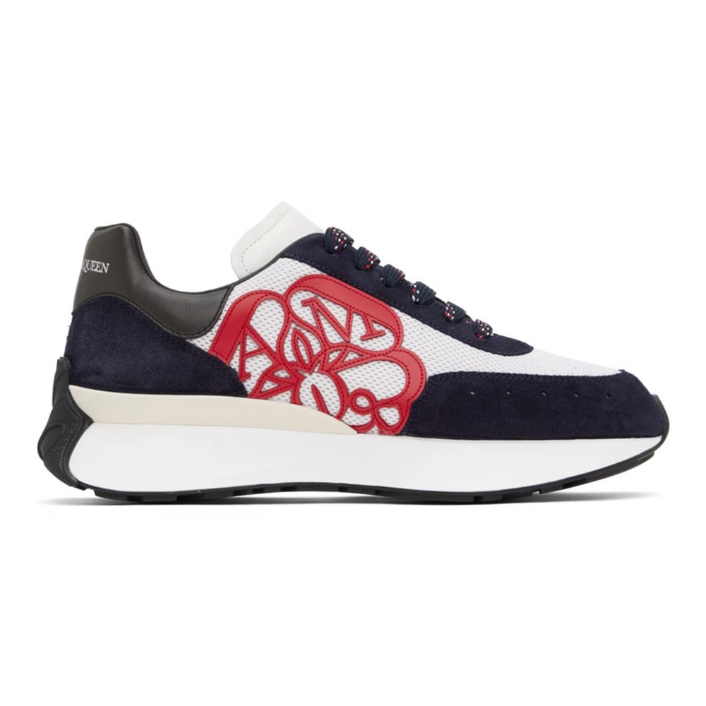 ALEXANDER MCQUEEN
White & Navy Sprint Runner Sneakers